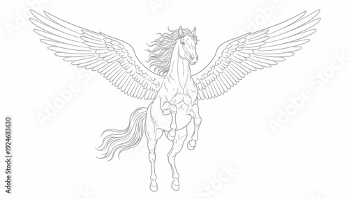 Majestic Pegasus Horse Flying with Wings Spread Wide