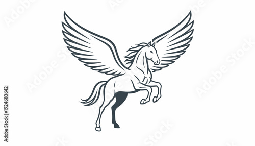 Majestic Pegasus Horse with Spread Wings, Mythical Creature, Fantasy Art