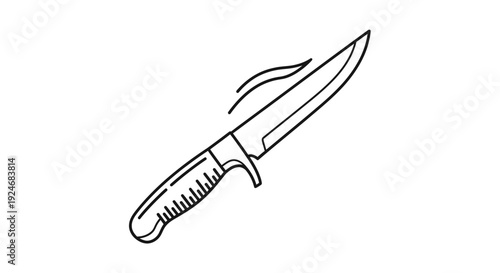 Hunting Knife Silhouette with Wavy Lines Indicating Motion