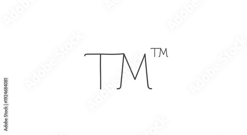Hand-drawn Trademark Symbol TM, Simple Sketch on White Background