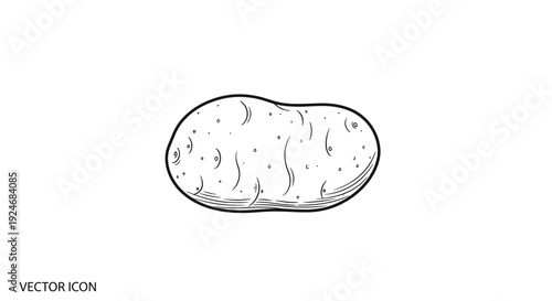 Hand-drawn vector icon of a single potato, isolated on white background
