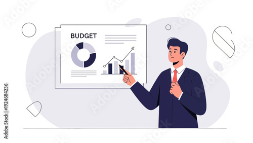 Businessman analyzing budget chart and financial report, business meeting concept