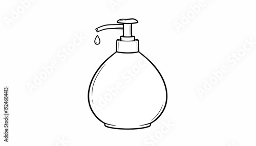 Hand Drawn Soap Dispenser with Droplet Falling