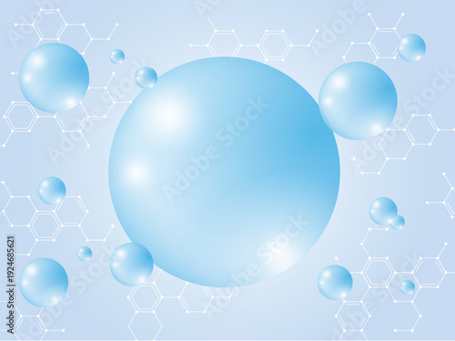 水滴と化学構造式の背景素材