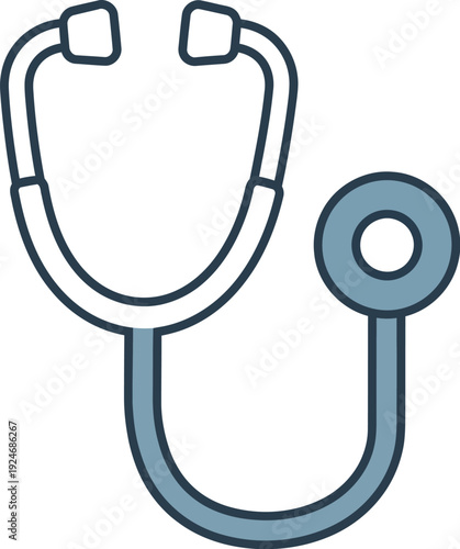 Medical stethoscope outline rests diagonally against a plain background symbolizing auditory examination tools.