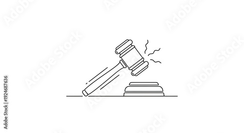 Gavel striking sounding block, symbol of justice, law, auction, and decision making