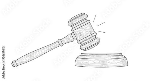 Gavel striking sounding block, symbol of justice, law, auction, and decision making