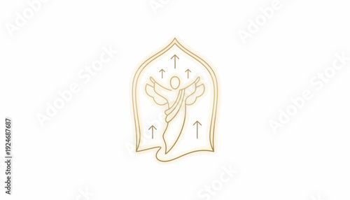 Golden Angel Ascending, Spiritual Symbol, Divine Light, Religious Icon, Heavenly Ascension