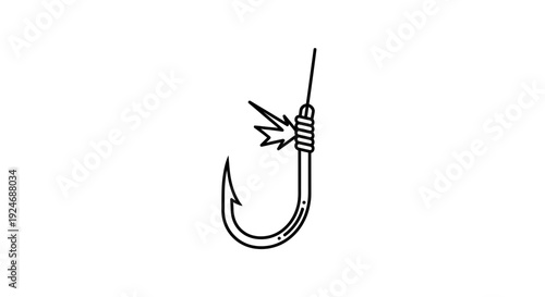Fishing hook with line and spark, symbolizing danger or a catch