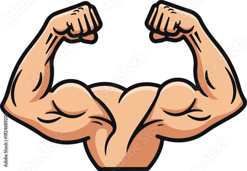 Muscular Strength: A powerful illustration of a muscular arm flexed, symbolizing strength, fitness, and vitality.