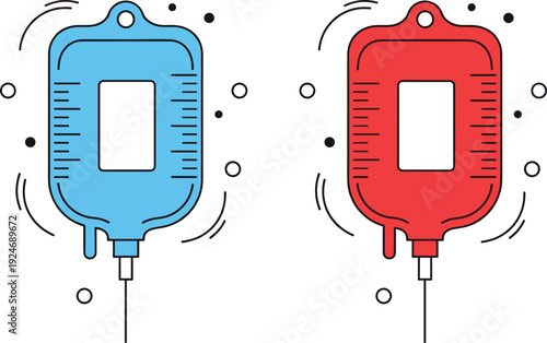 IV drip medical infusion bag icon set healthcare hospital treatment vector illustration
