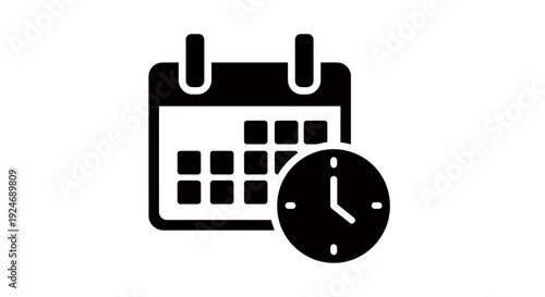 Icon of calendar and clock representing date, time, and scheduling for planners and organizers.