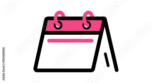 Stylized Desk Calendar Illustration with Minimal Pink and Black Design.