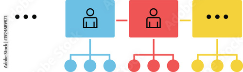 Team hierarchy structure icon set business organization chart workflow management vector illustration