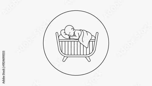 Cute Baby Sleeping Peacefully in a Cradle, Newborn Infant Rest, Sweet Dreams, Gentle Sleep