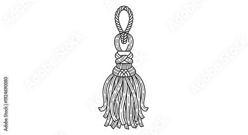 Decorative Tassel with Knot and Loop, Handcrafted Textile Ornament, Vintage Style