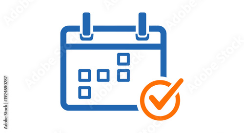 Abstract calendar icon with a checkmark symbol representing scheduling and planning.
