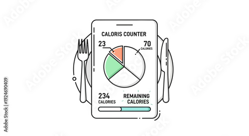 Calorie Counter App on Phone with Fork and Knife, Healthy Eating Concept