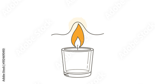 Candle flame burning in glass holder, concept of light, warmth, and energy