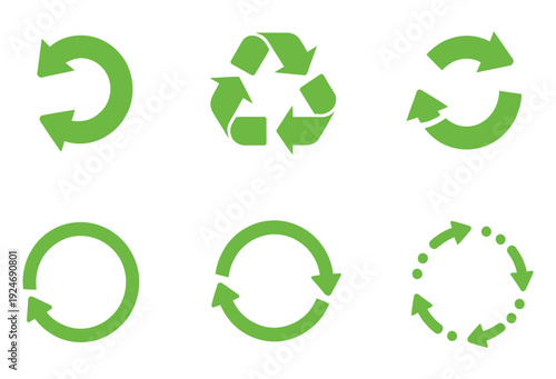 Recycle signs set, isolated vector illustration, recycling symbols, eco friendly, environment, green design