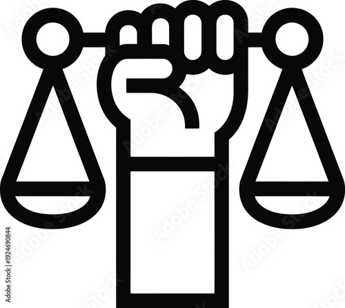 Fist holding scales of justice equality fairness