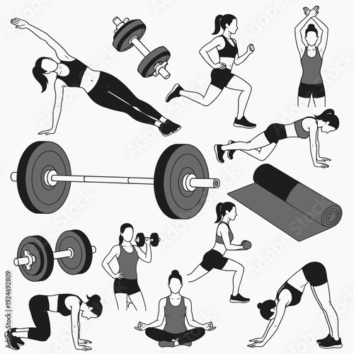 Fitness Woman Exercising vector
