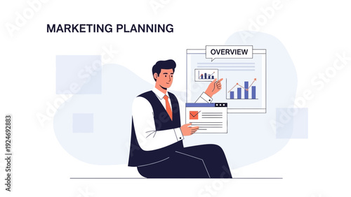 Marketing Planning Strategy: Business Analyst Explaining Growth Charts