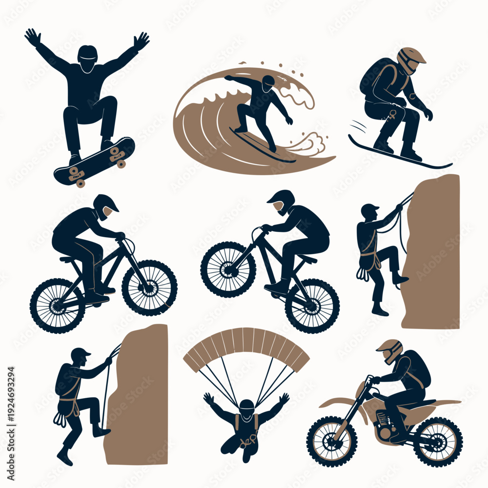 Obraz premium Action Sports Silhouettes vector