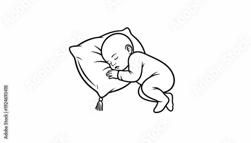 Baby Sleeping Peacefully on Pillow, Newborn Napping, Sweet Dreams, Innocence