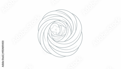 Baby Swaddled in Swirls, Newborn Sleep, Gentle Embrace, Serene Moment