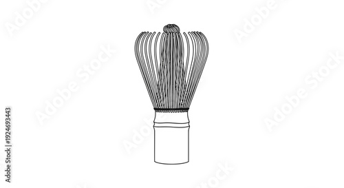 Bamboo Matcha Whisk (Chasen) Line Art Illustration - Traditional Japanese Tea Ceremony Tool