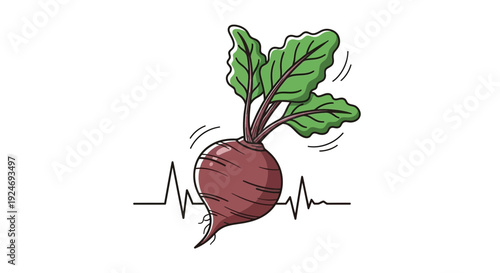 Beetroot with Heartbeat Line - Healthy Food Concept