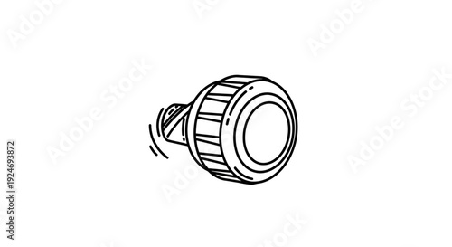 Vintage radio knob, retro control dial, simple line art illustration on white background