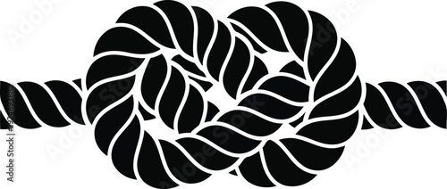 Black nautical knot on white background rope marine