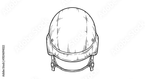 Sketch of a Riot Helmet with Face Shield, Front View