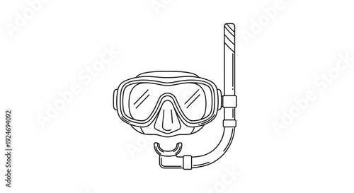 Snorkel Mask and Tube Line Art Icon - Diving and Swimming Equipment