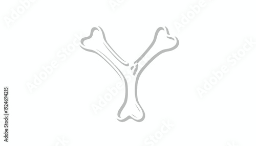 Stylized Y Letter Formed by Two Crossed Bones on White Background