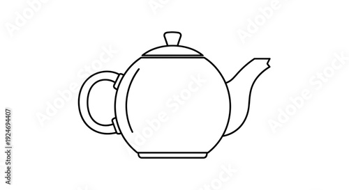 Simple Line Art Teapot Icon Isolated on White Background