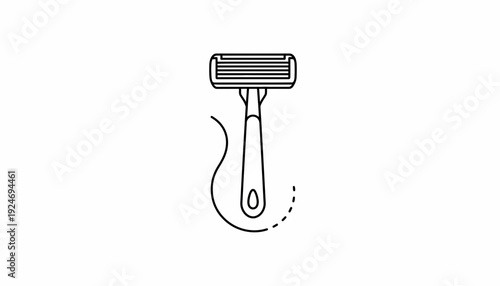 Simple line drawing of a razor with a curved line indicating movement or shaving