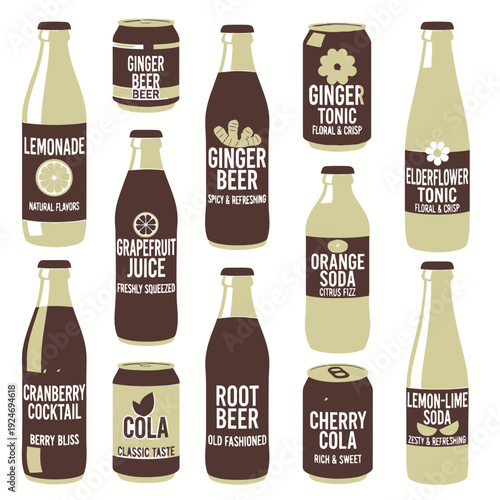 Beverage Bottles and Cans vector