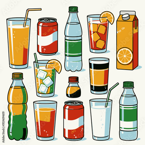Assorted Beverages Collection vector