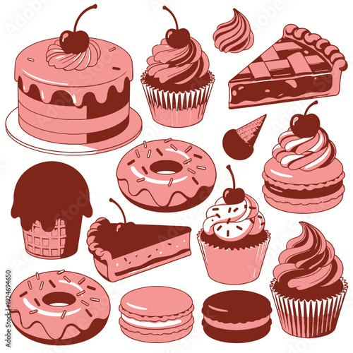 Sweet Desserts Collection vector