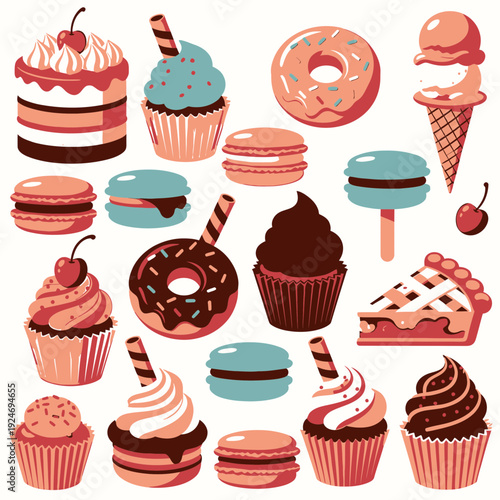 Assorted Sweet Treats Collection vector