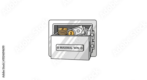 Secure Safe Box Filled with Cash and Coins, Symbolizing Financial Security and Wealth