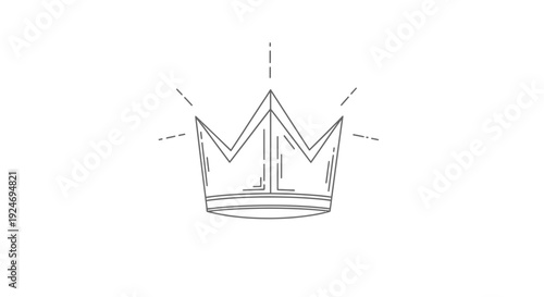 Simple Crown Icon Line Art Drawing, Royal Symbol, Minimalist Design