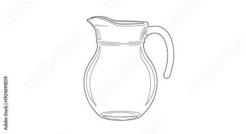 Simple Glass Pitcher Outline Drawing - Clean Minimalist Kitchenware Illustration