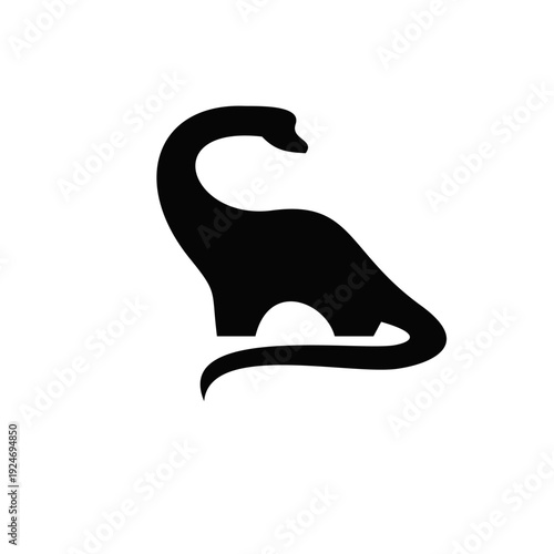 Brontosaurus Silhouette Vector Illustration on White Background