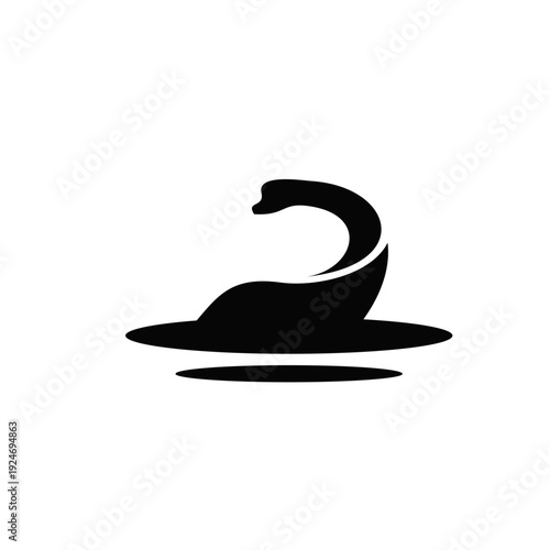 Loch Ness Monster Nessie Silhouette Icon Emerging from Water