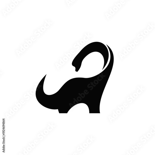 Minimalist Black Dinosaur Silhouette Logo Design - Brontosaurus or Sauropod Icon
