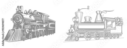 Classic steam train locomotive illustration	